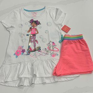 NWT Isaac Mizrahi 2pc Sequin Scooter Glitz Bubble Top with Pink Shorts (7/8)